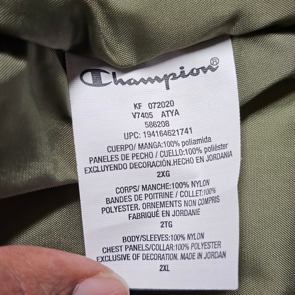 Champion Mens 2XL Anorak Windbreaker Olive Green Black Camo Quarter Zip V7405 - Picture 9 of 14